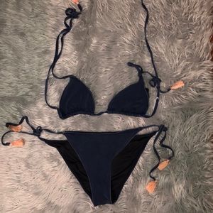 Blue bikini tassel set